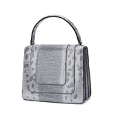 Full-grain Snake Embossed Leather Satchel/ Shoulder Bag